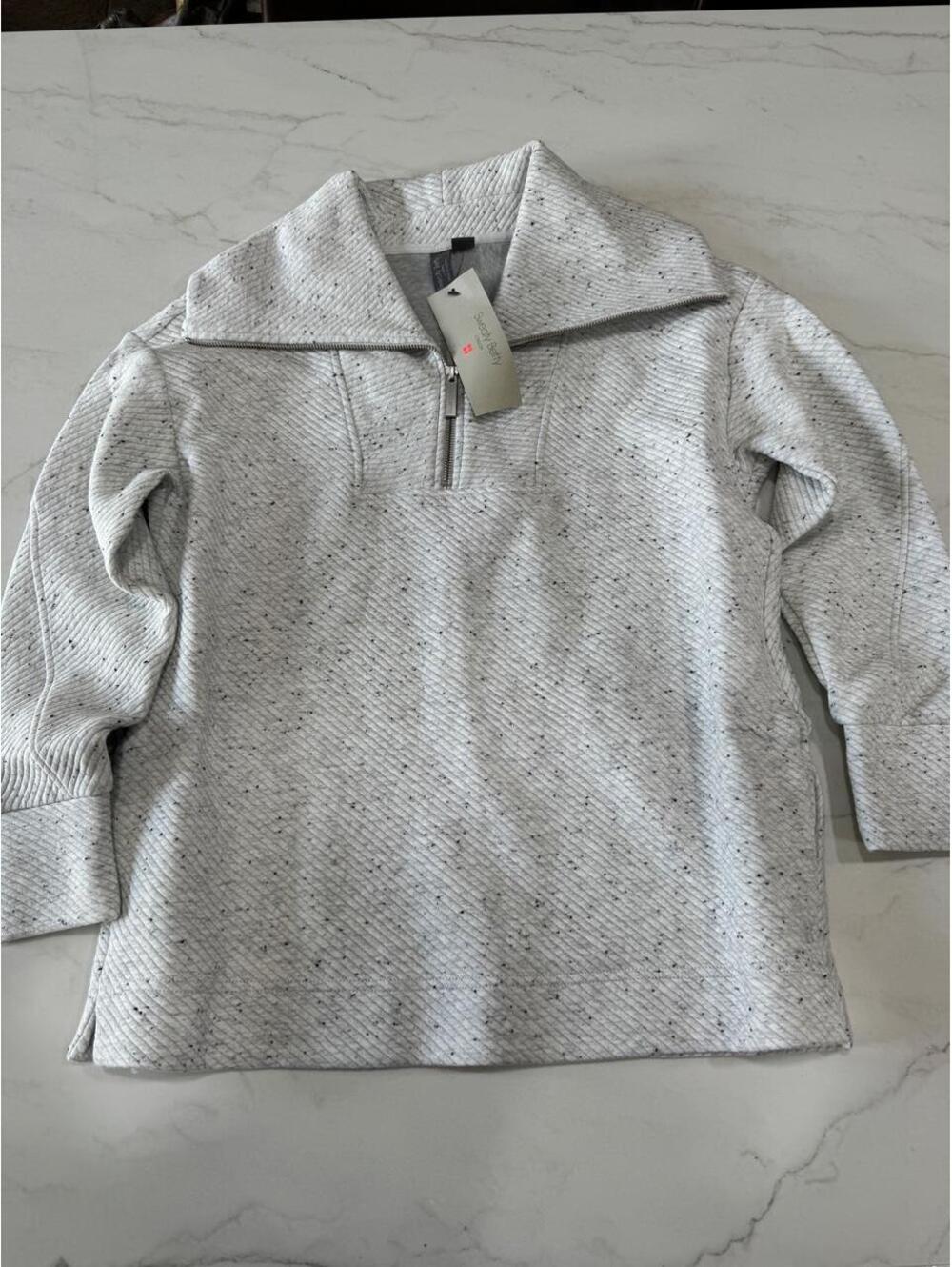 Sweaty Betty Women's Grey and White Jumper